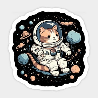 Cute Astronaut Floating In Space Sticker